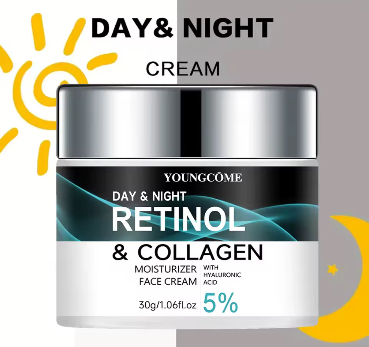 Day & Night Retinol + Collagen Face Cream – 5% with Hyaluronic Acid