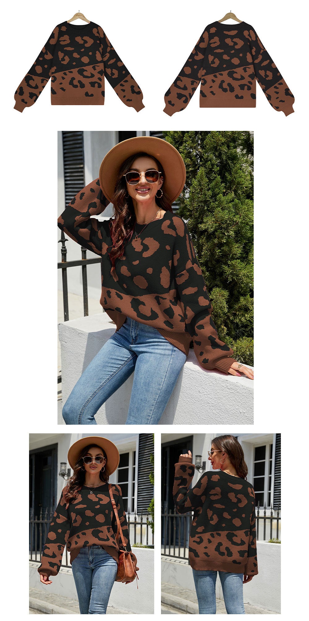 Trendy Two Tone Comfortable Leopard Sweater