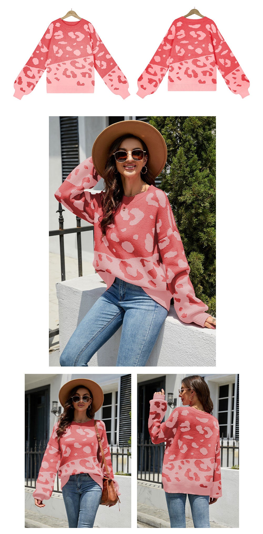 Trendy Two Tone Comfortable Leopard Sweater