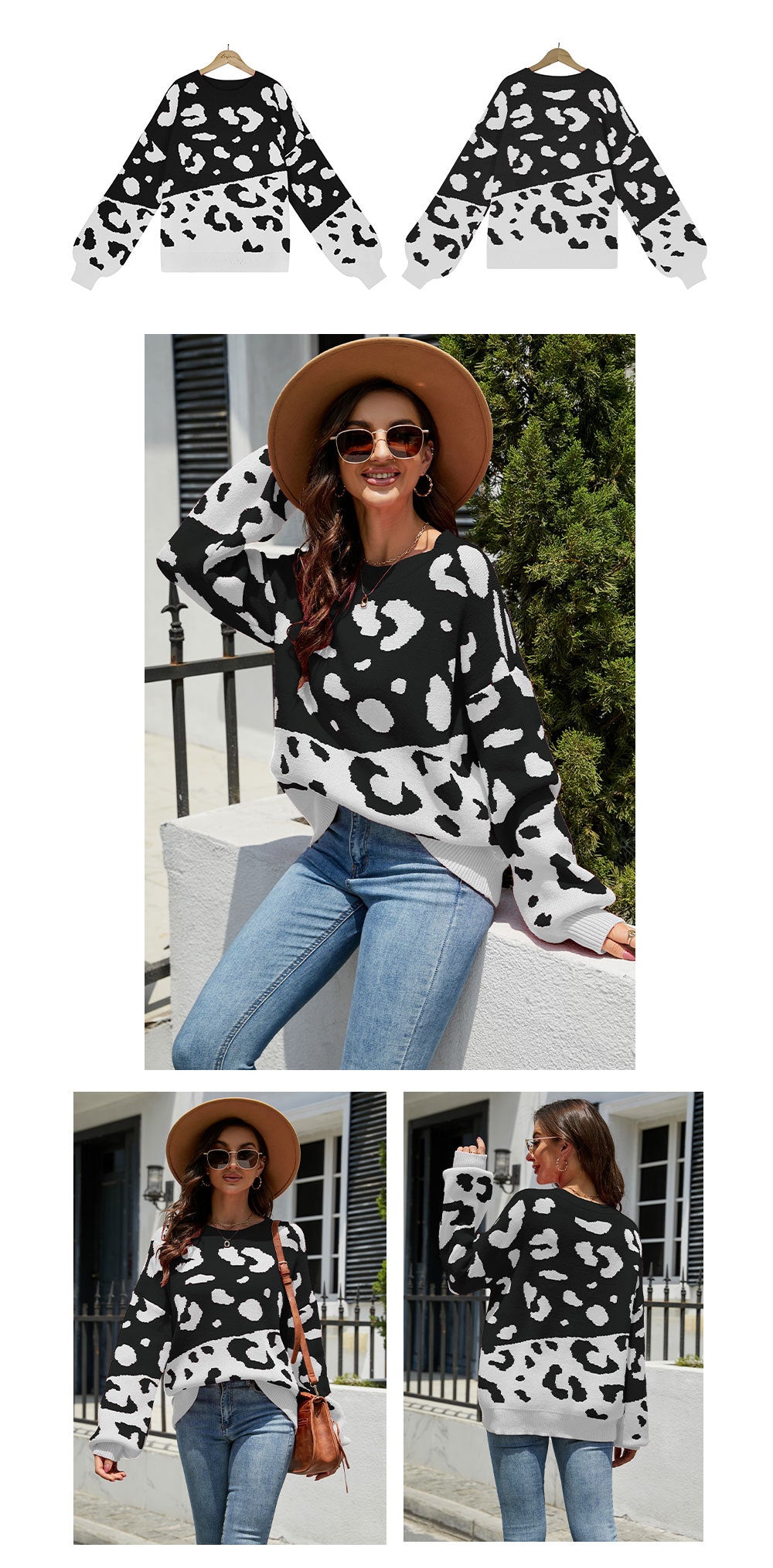 Trendy Two Tone Comfortable Leopard Sweater