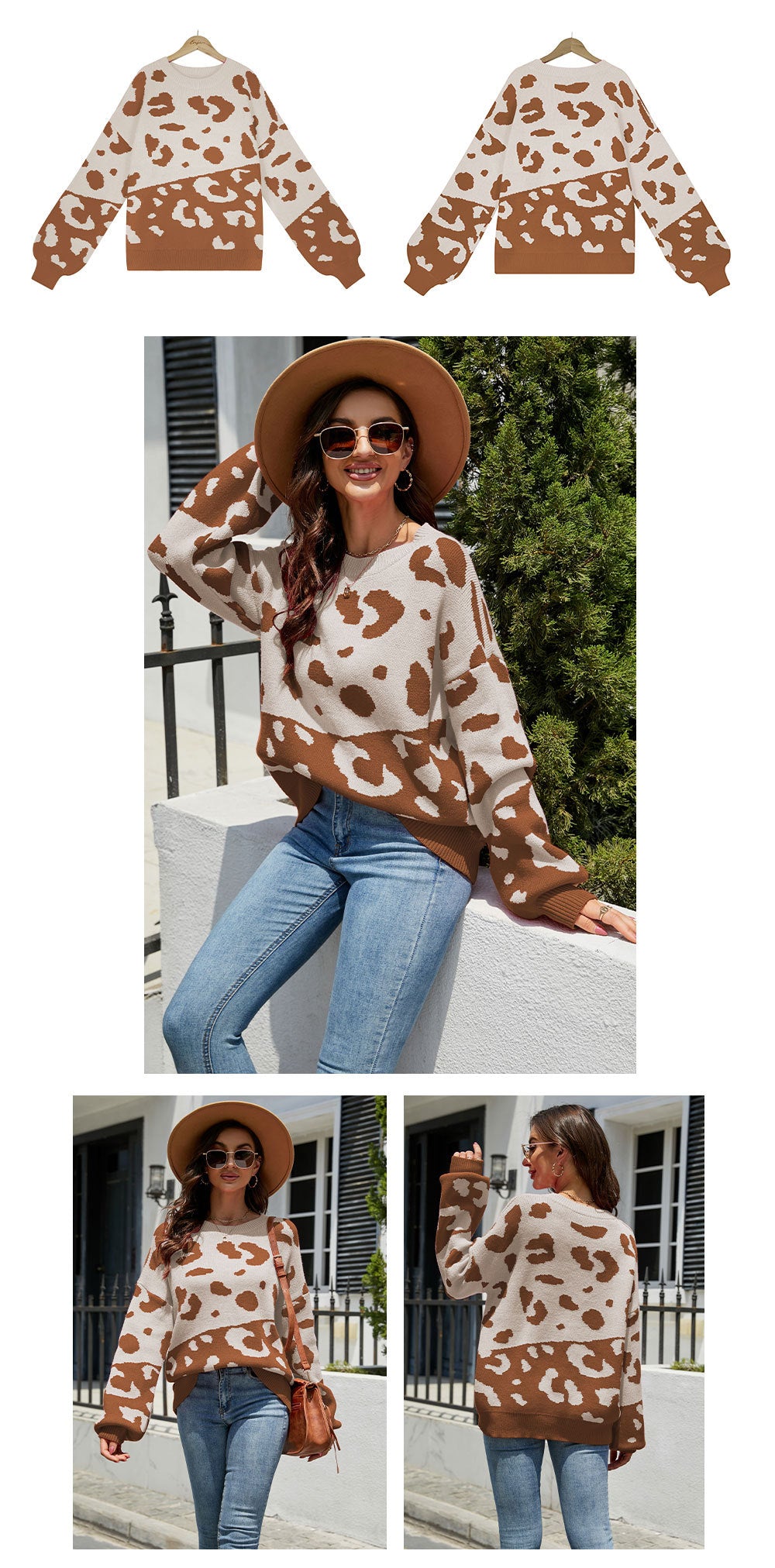 Trendy Two Tone Comfortable Leopard Sweater