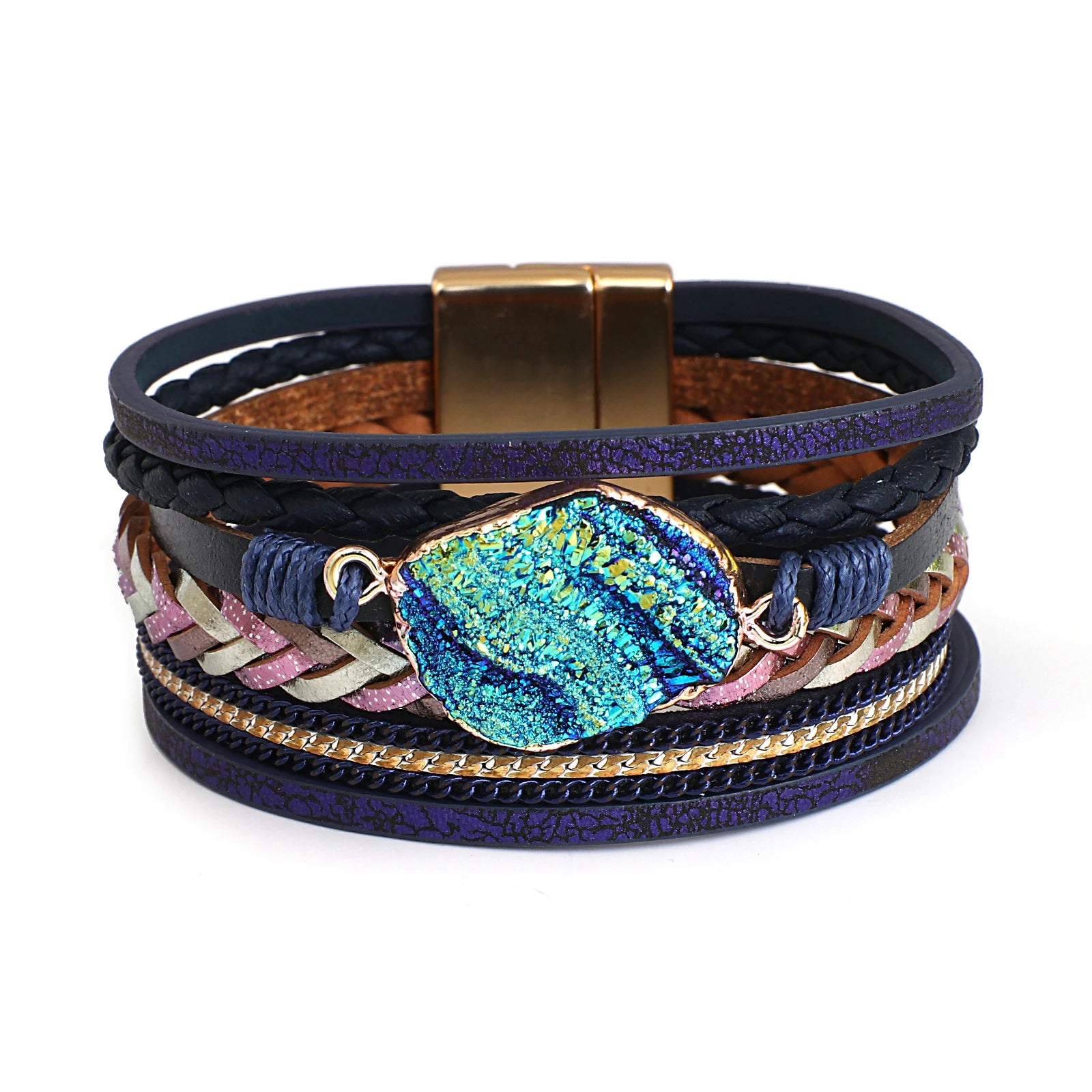 Lovely Layered Magnetic Wrap Bracelet – Multilayer Braided Charm - Luxepulse