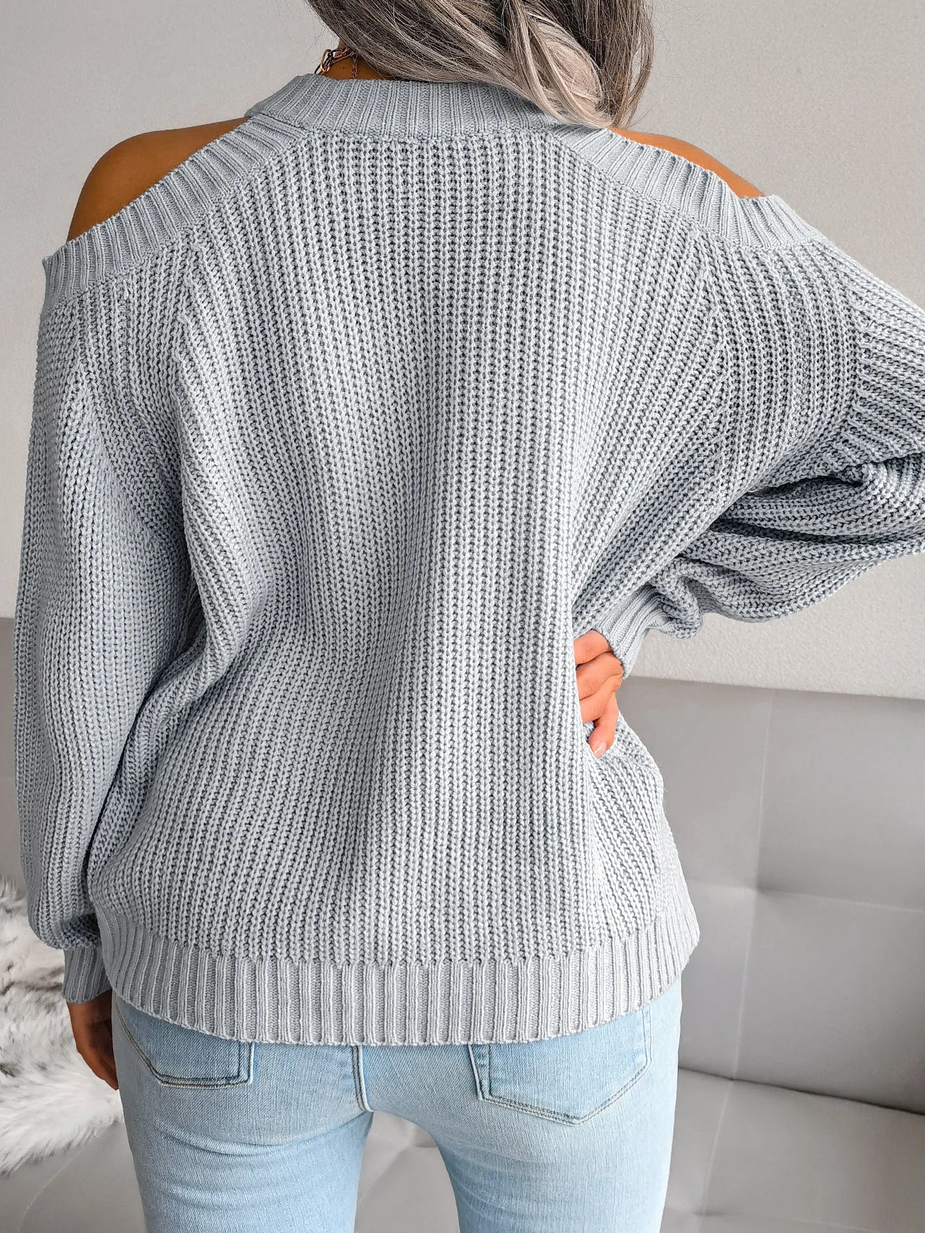 Off-Shoulder Sweater – Casual Knitted Pullover - Luxepulse