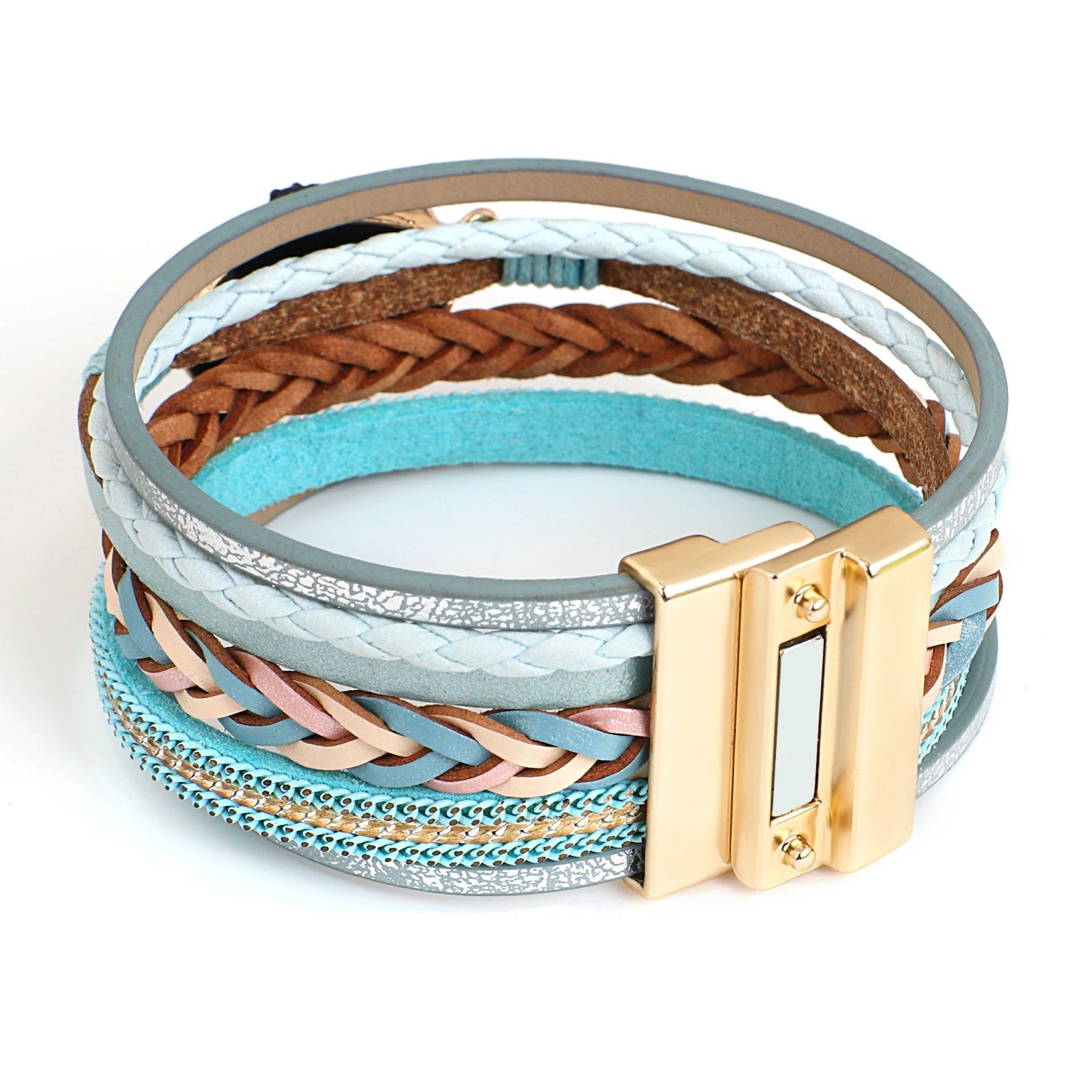 Lovely Layered Magnetic Wrap Bracelet – Multilayer Braided Charm - Luxepulse