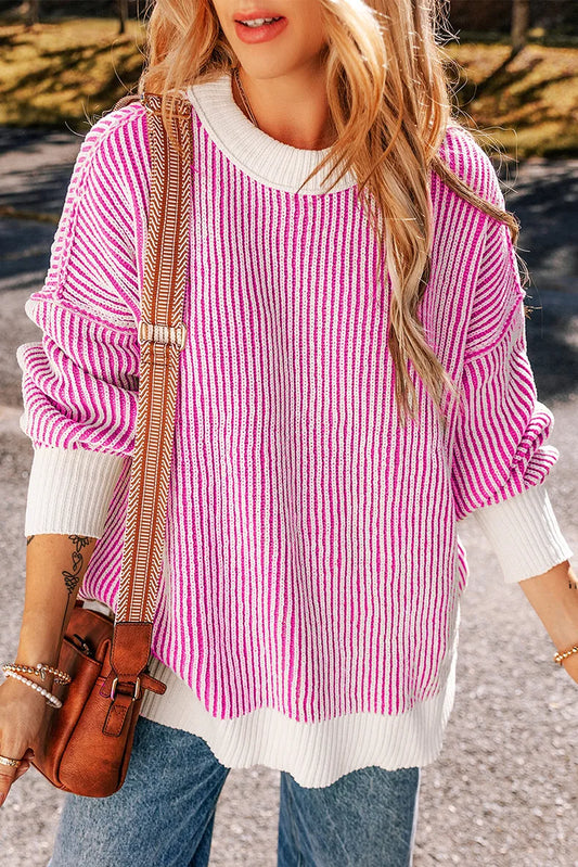 Casual & Comfy  Knit Striped Pullover