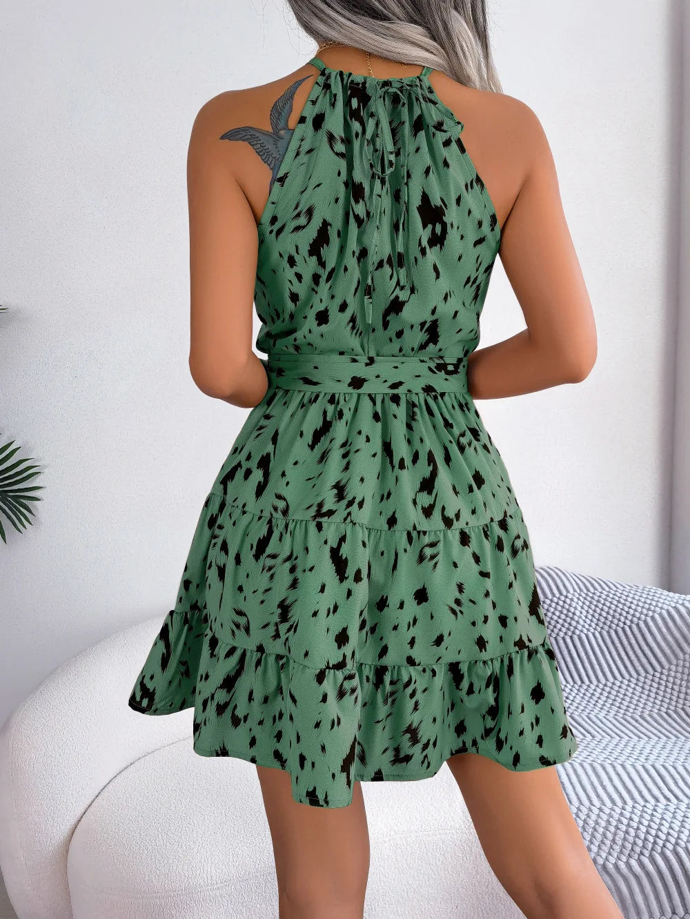 Sexy Leopard Halter Dress - Luxepulse