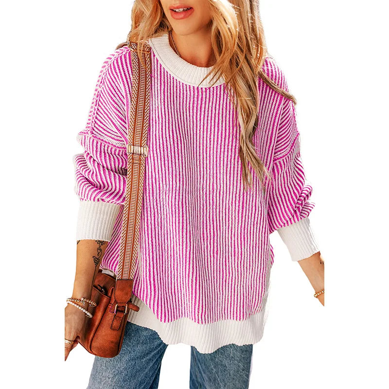 Casual & Comfy  Knit Striped Pullover