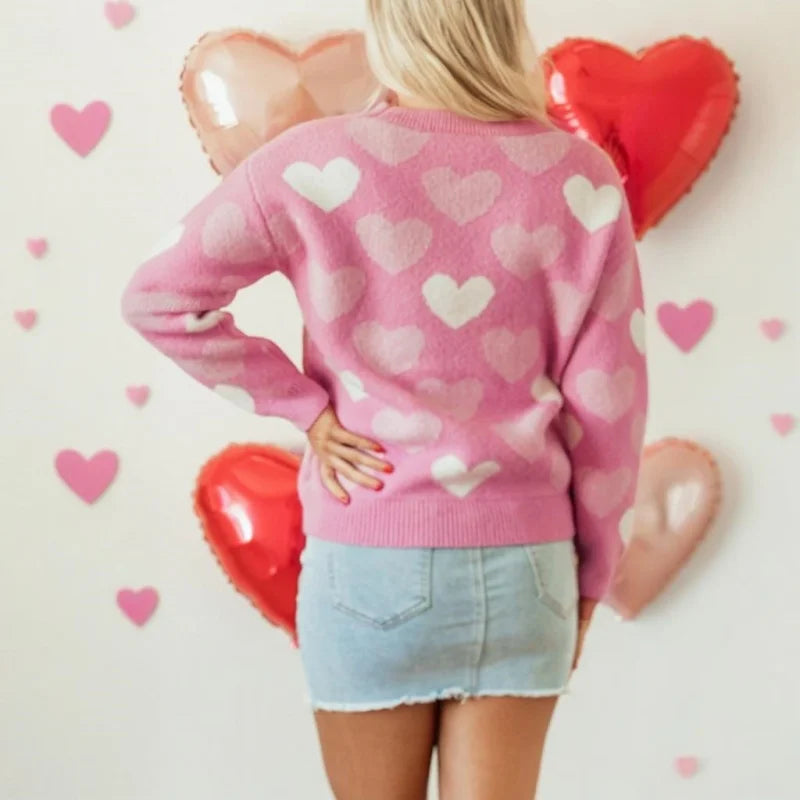 Mommy & Me Matching Heart Sweater – Valentine's Day Knit Tops - Luxepulse