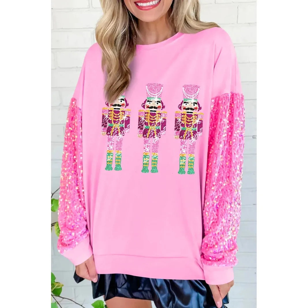 Fun & Festive Glitter Patchwork Christmas Themed Sweatshirt - Luxepulse