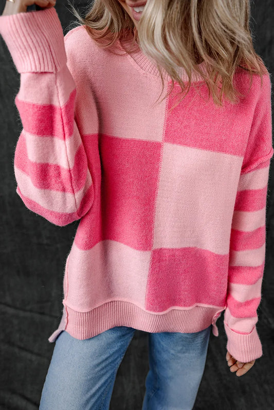 Cozy Splice Knit Sweater