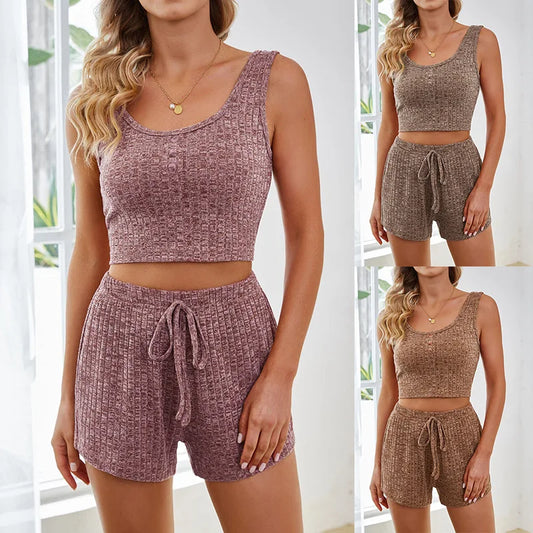 Cute and Comfy Elastic Waist Pajama Set - Luxepulse