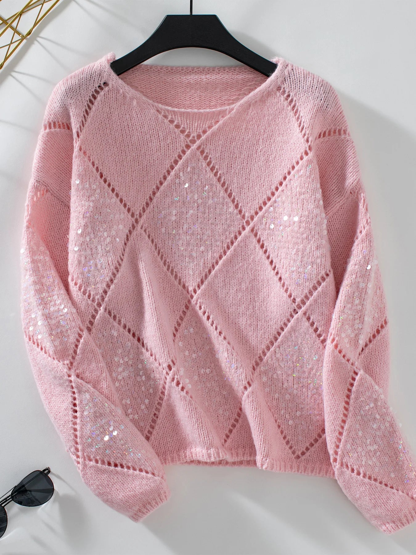 Beautiful Casual Knit Sequin Sweater - Luxepulse