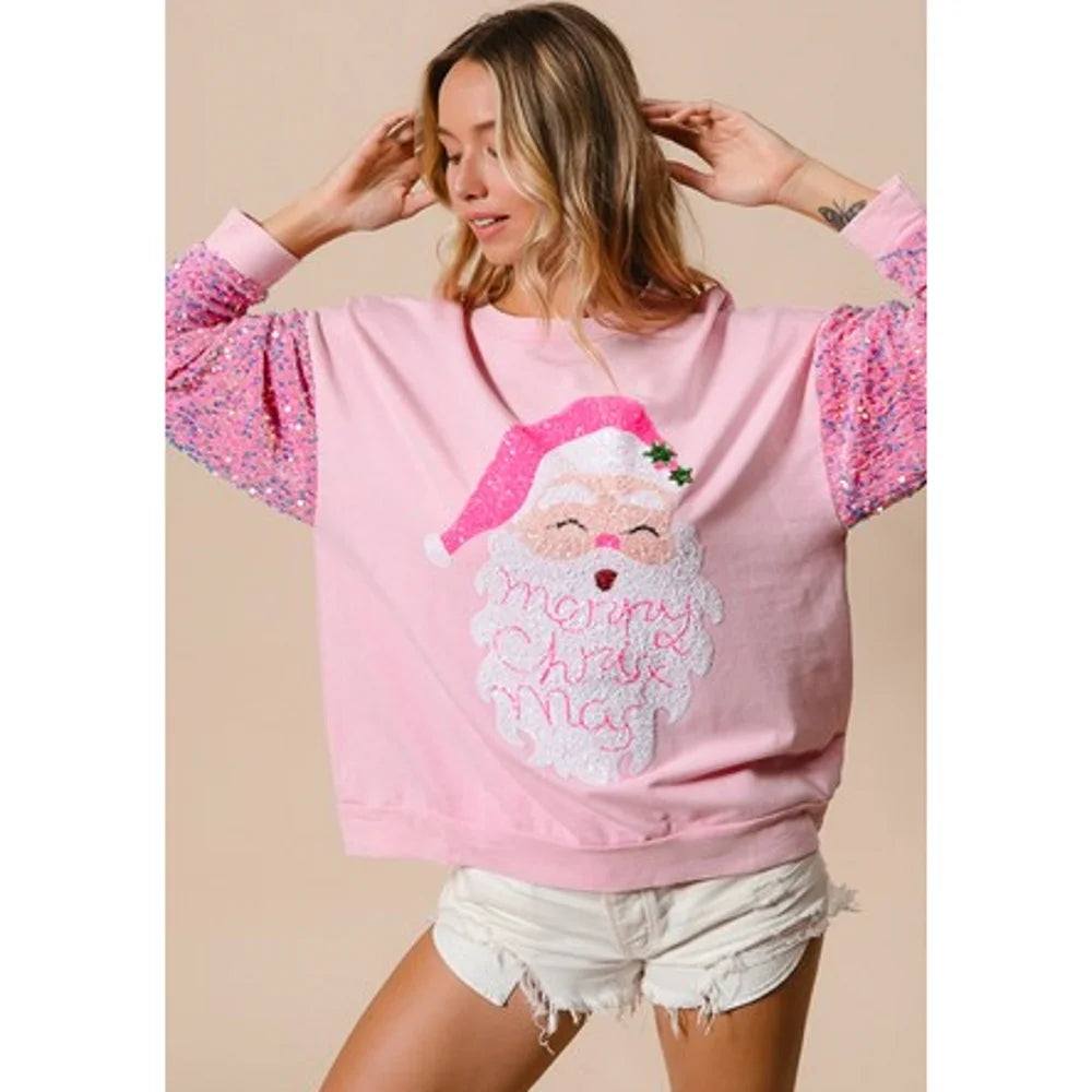 Fun & Festive Glitter Patchwork Christmas Themed Sweatshirt - Luxepulse