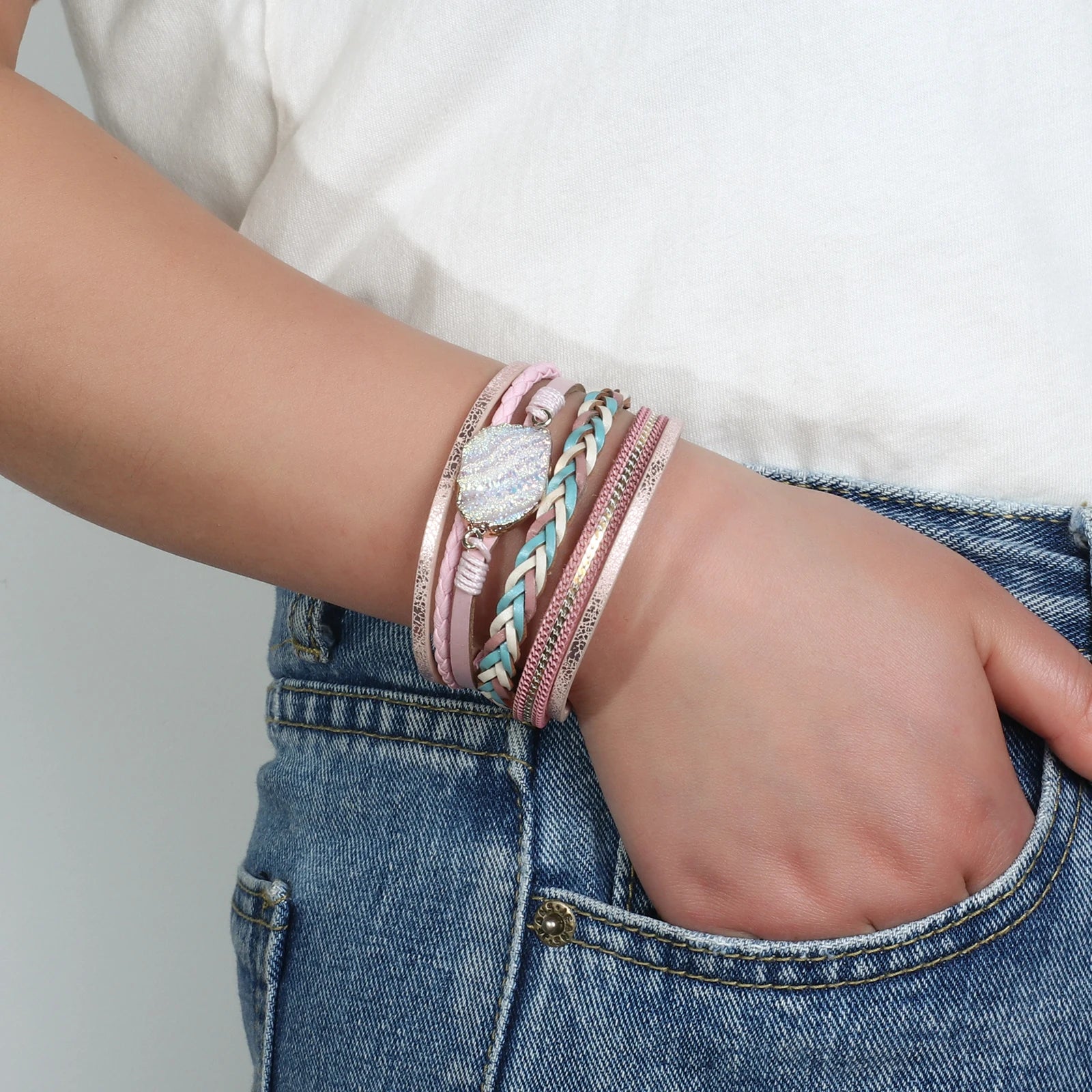 Lovely Layered Magnetic Wrap Bracelet – Multilayer Braided Charm - Luxepulse