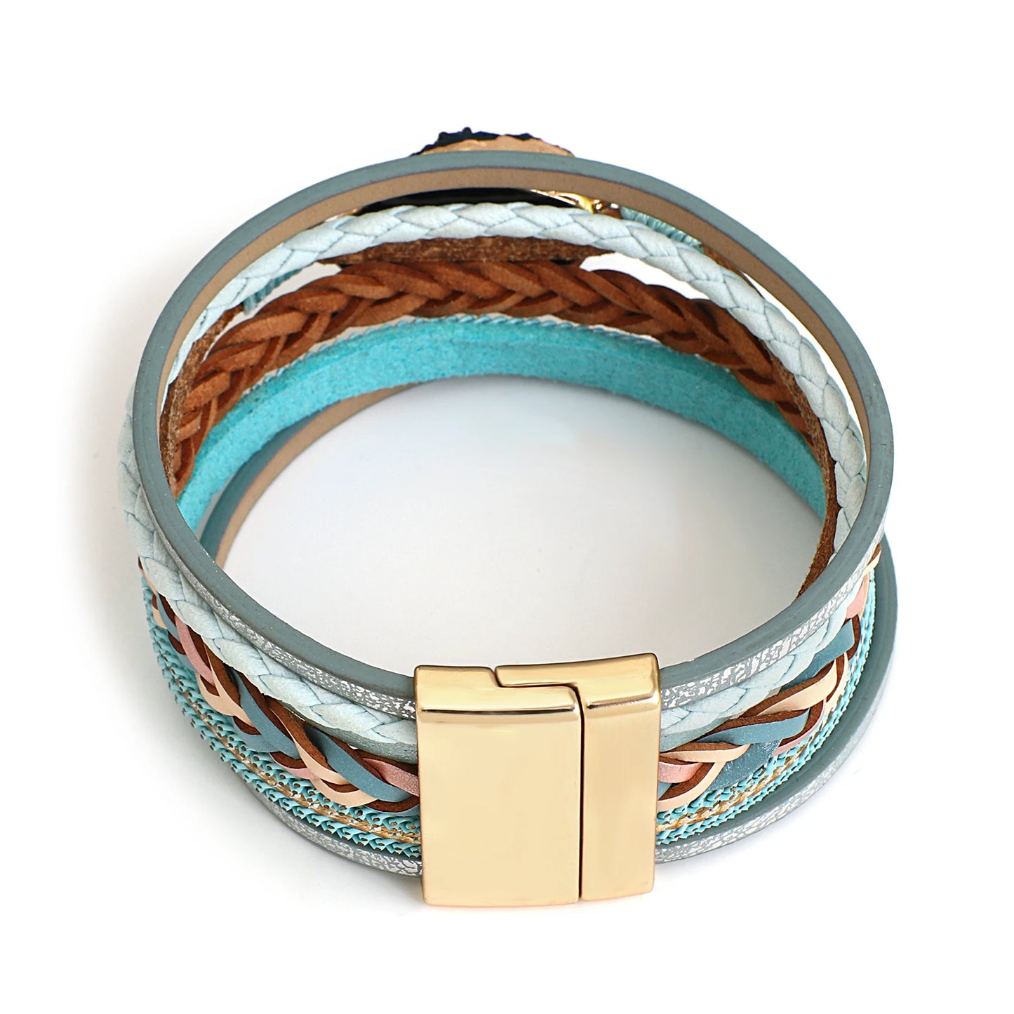 Lovely Layered Magnetic Wrap Bracelet – Multilayer Braided Charm - Luxepulse