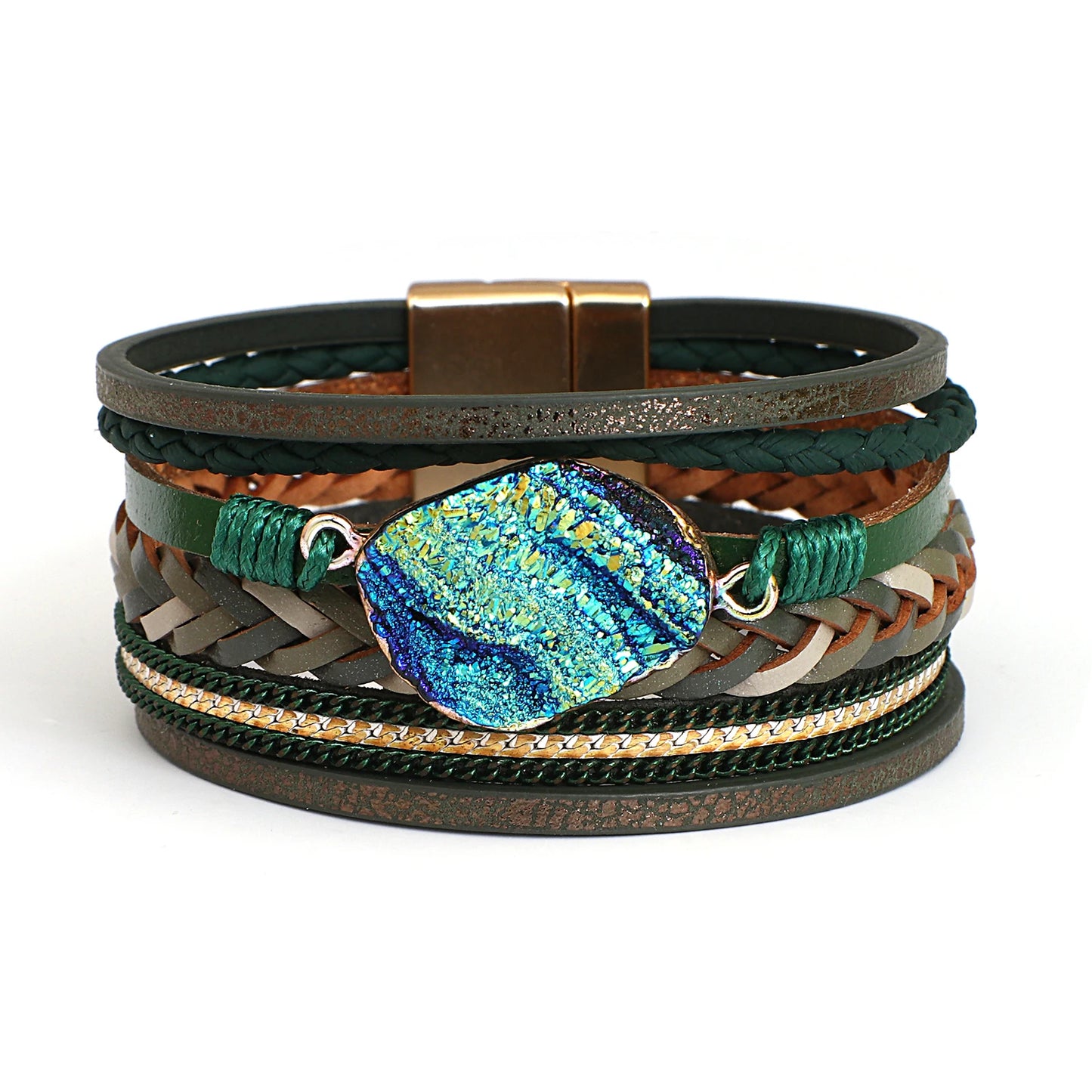 Lovely Layered Magnetic Wrap Bracelet – Multilayer Braided Charm - Luxepulse