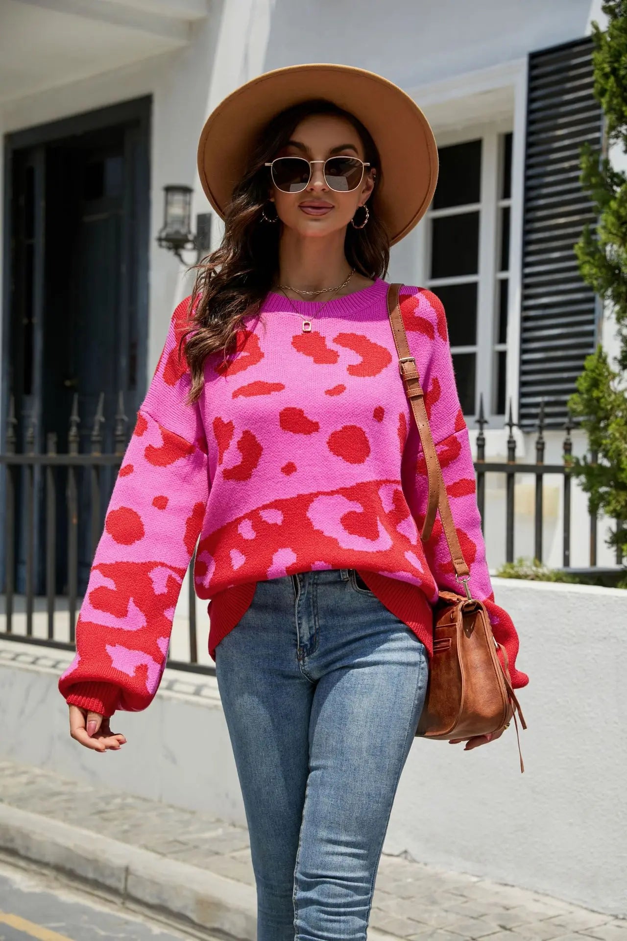 Trendy Two Tone Comfortable Leopard Sweater