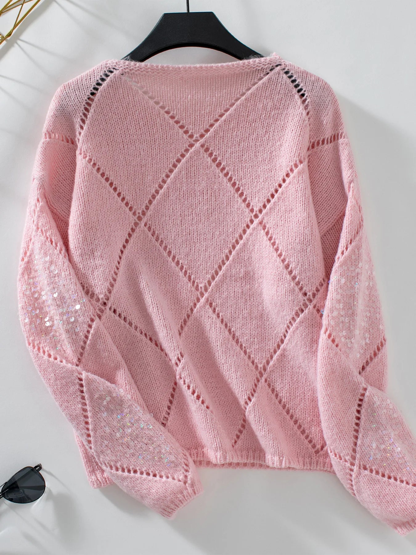 Beautiful Casual Knit Sequin Sweater - Luxepulse