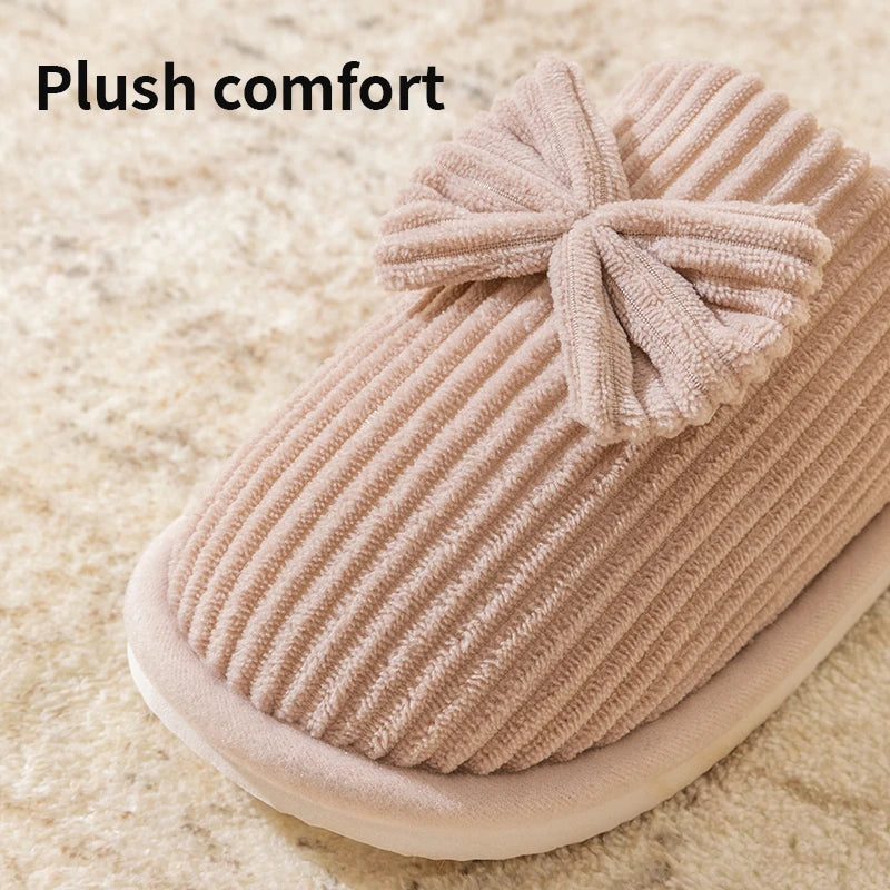 Fashionable Women's Bow Slippers – Cozy and Comfortable Indoor Slippers for Fall/Winter - Luxepulse