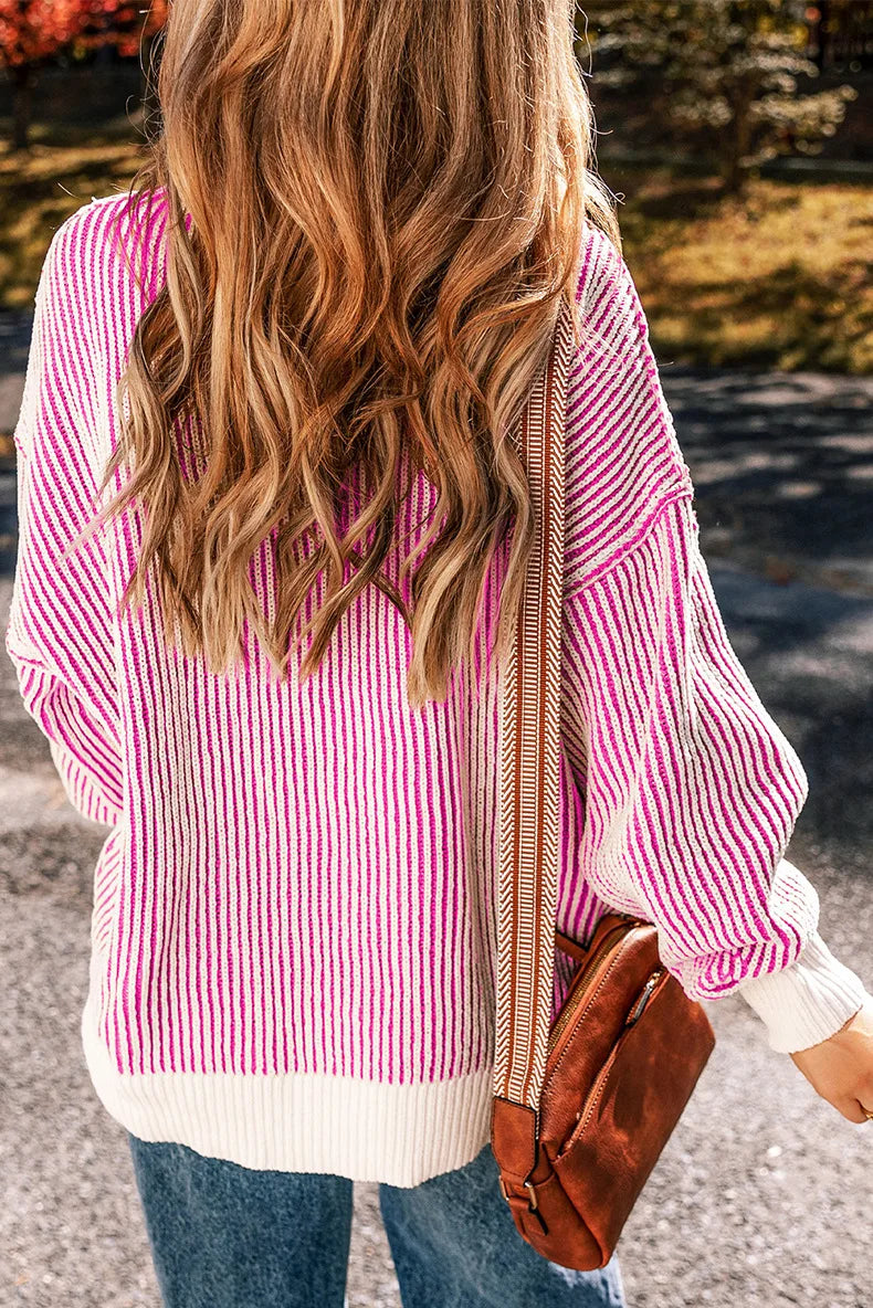 Casual & Comfy  Knit Striped Pullover