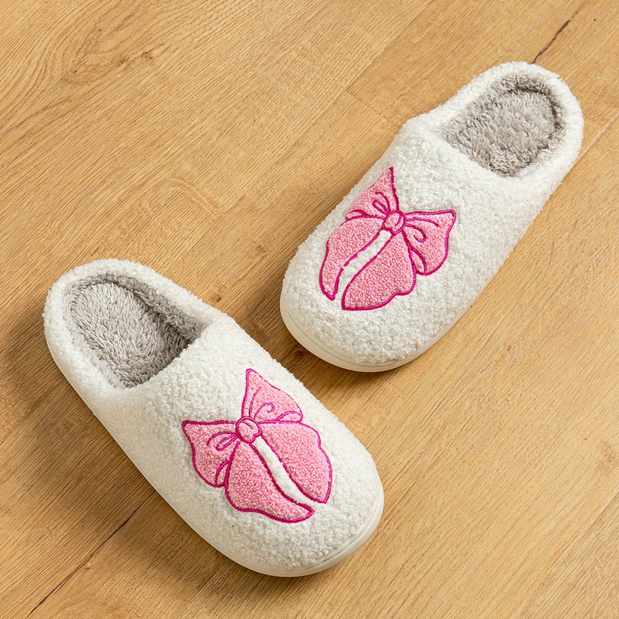 Fashionable Cute Bow Slippers – Cozy Winter Comfort - Luxepulse