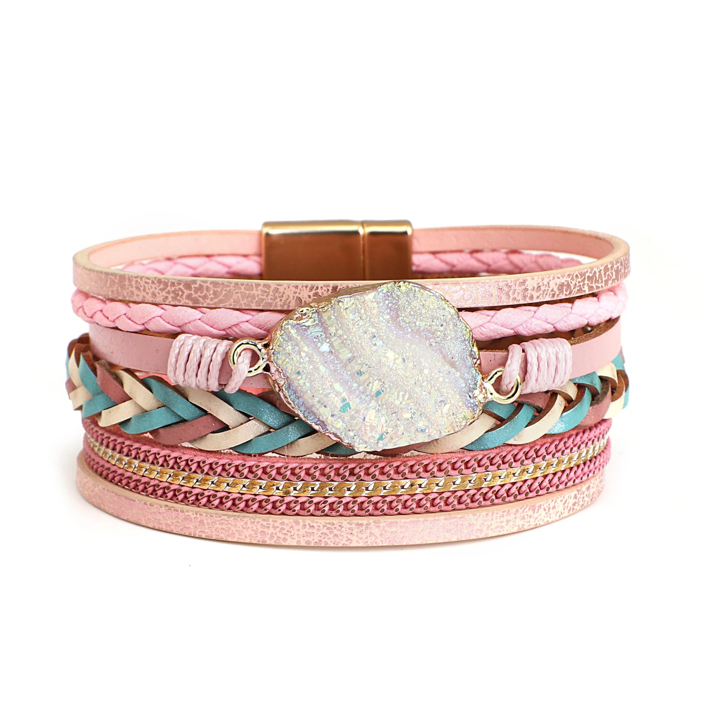 Lovely Layered Magnetic Wrap Bracelet – Multilayer Braided Charm - Luxepulse