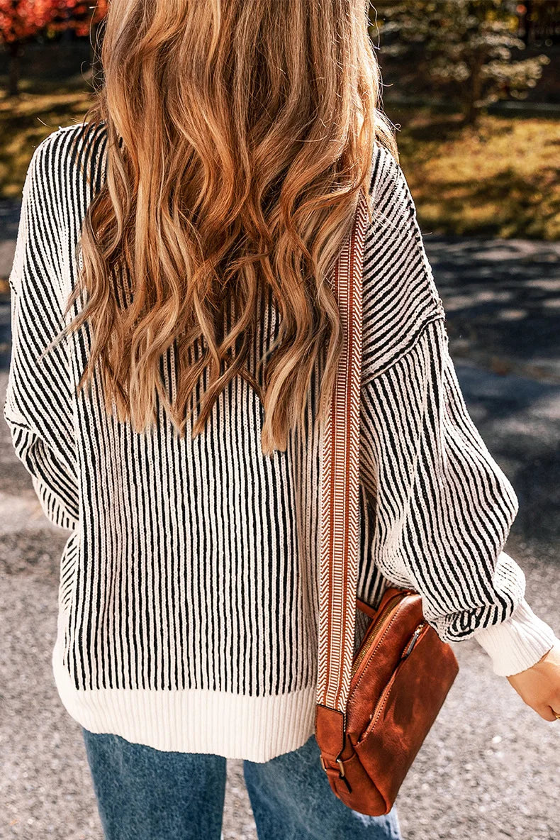 Casual & Comfy  Knit Striped Pullover