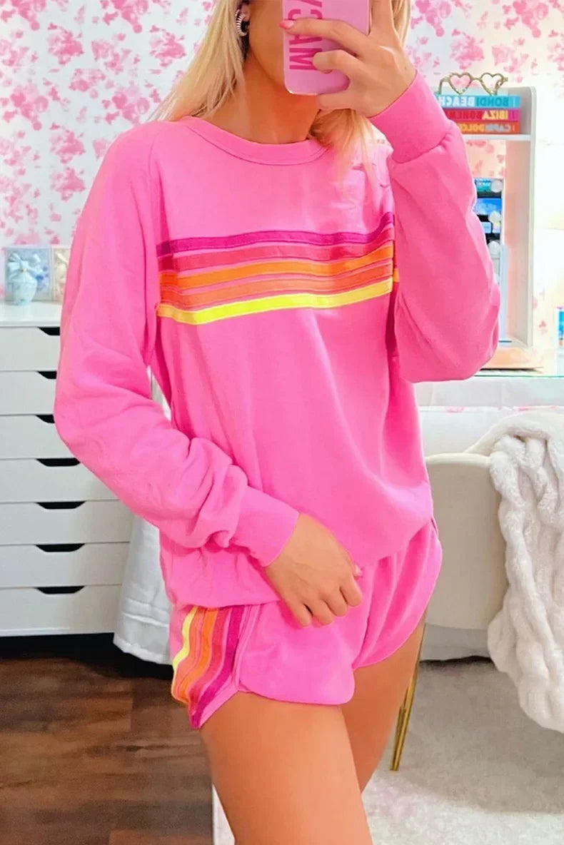 Comfortable Sporty 2-Piece Set – Casual Sweatshirt & Shorts Tracksuit - Luxepulse