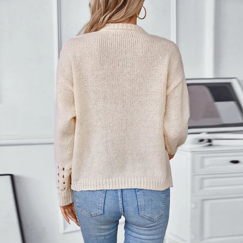 Stylish Knit Loose Fit Sweater - Luxepulse