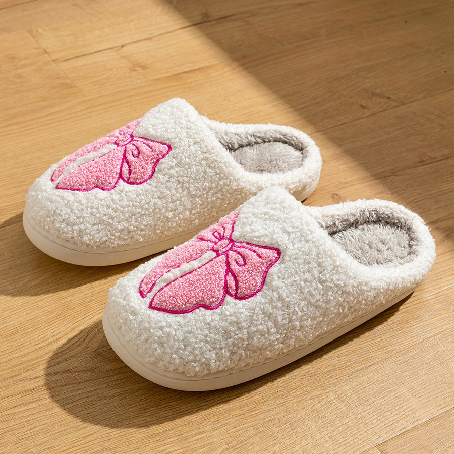 Fashionable Cute Bow Slippers – Cozy Winter Comfort - Luxepulse