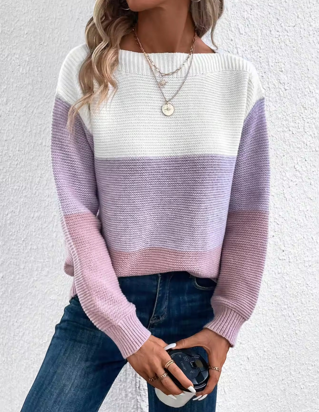 Three Color Patchwork Sweater-Cozy & Chic for Every Occasion - Luxepulse