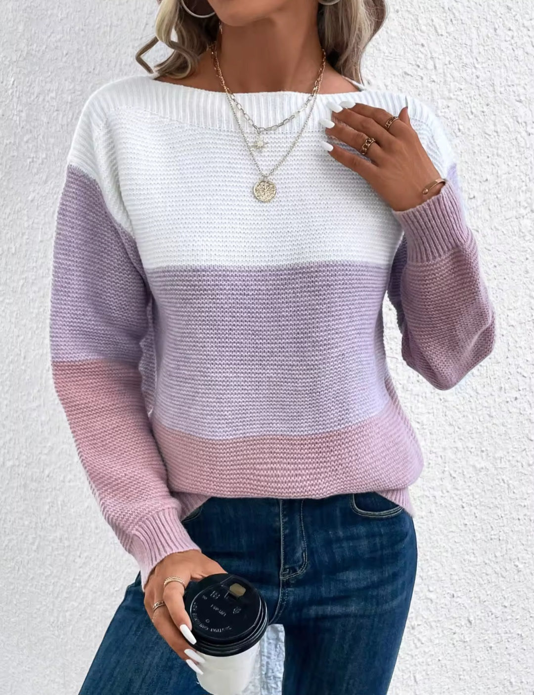 Three Color Patchwork Sweater-Cozy & Chic for Every Occasion - Luxepulse