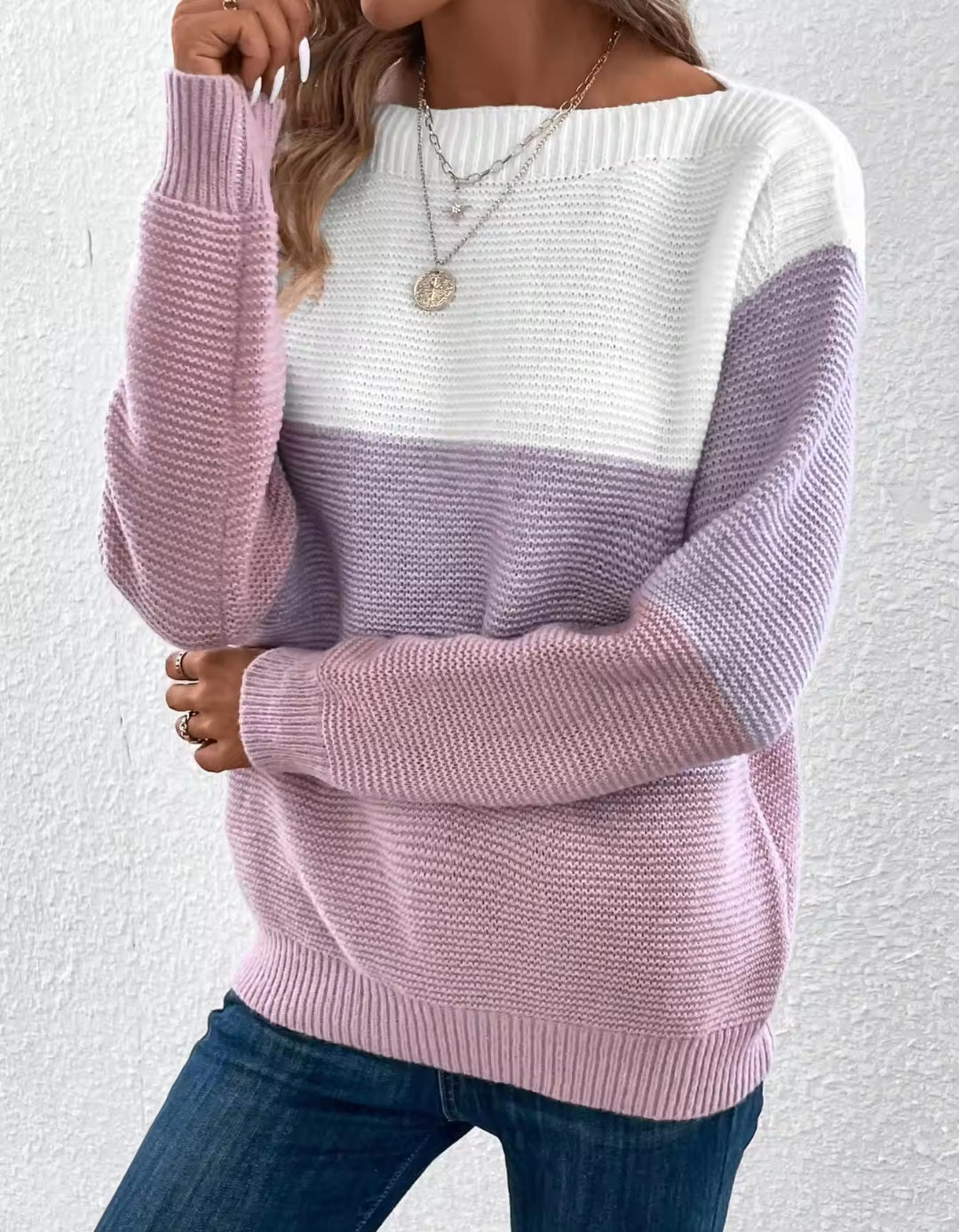 Three Color Patchwork Sweater-Cozy & Chic for Every Occasion - Luxepulse