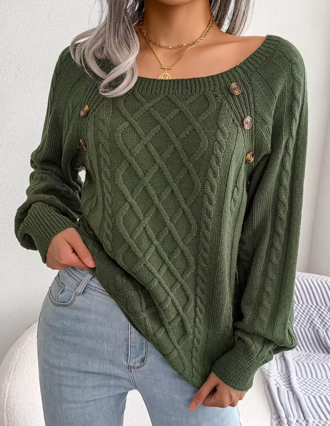 Women’s Casual Buttoned Sweater - Cozy Elegance - Luxepulse