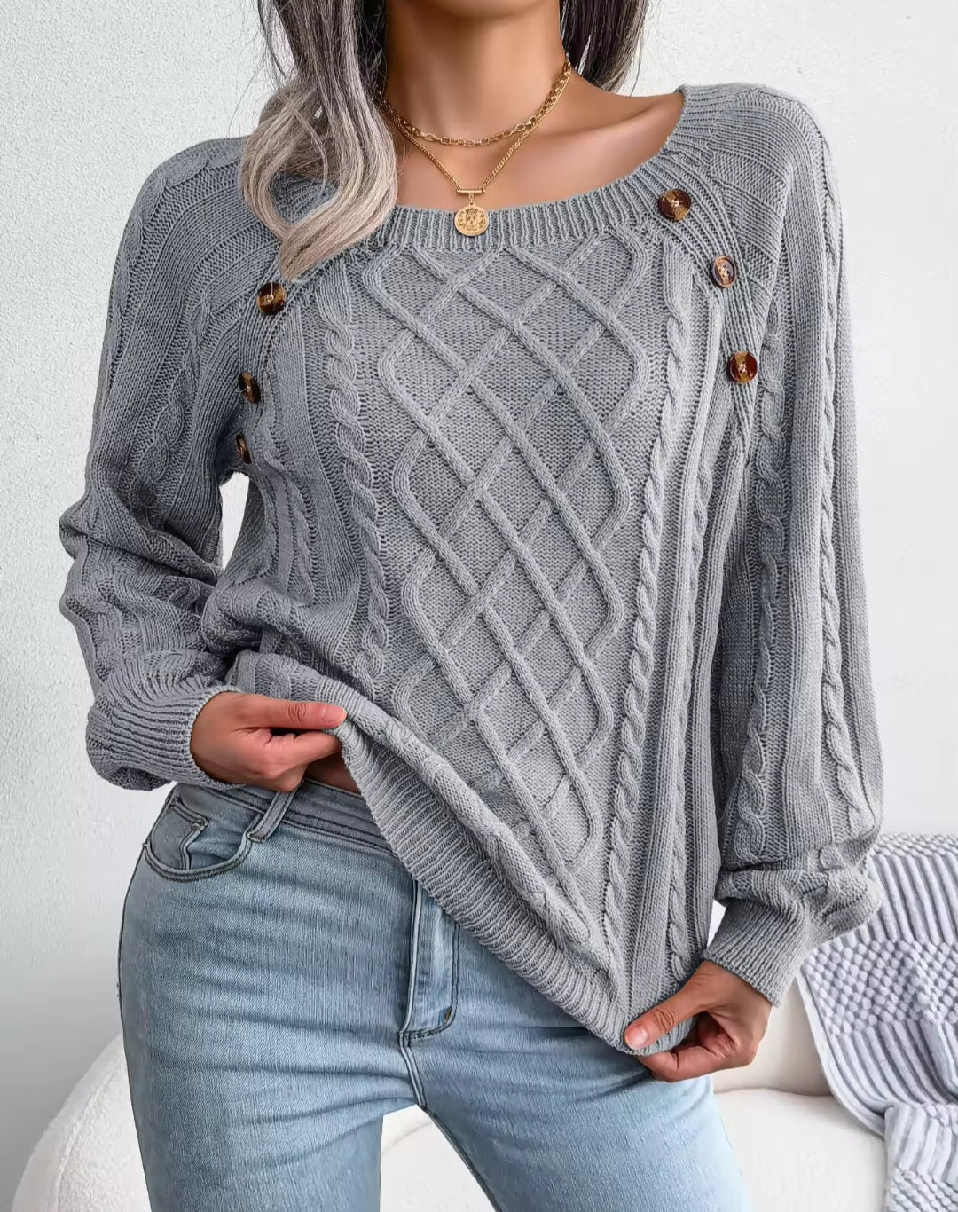 Women’s Casual Buttoned Sweater - Cozy Elegance - Luxepulse