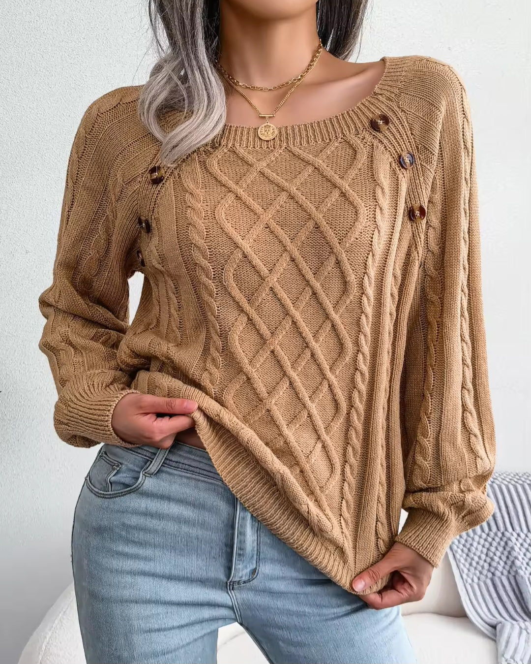 Women’s Casual Buttoned Sweater - Cozy Elegance - Luxepulse