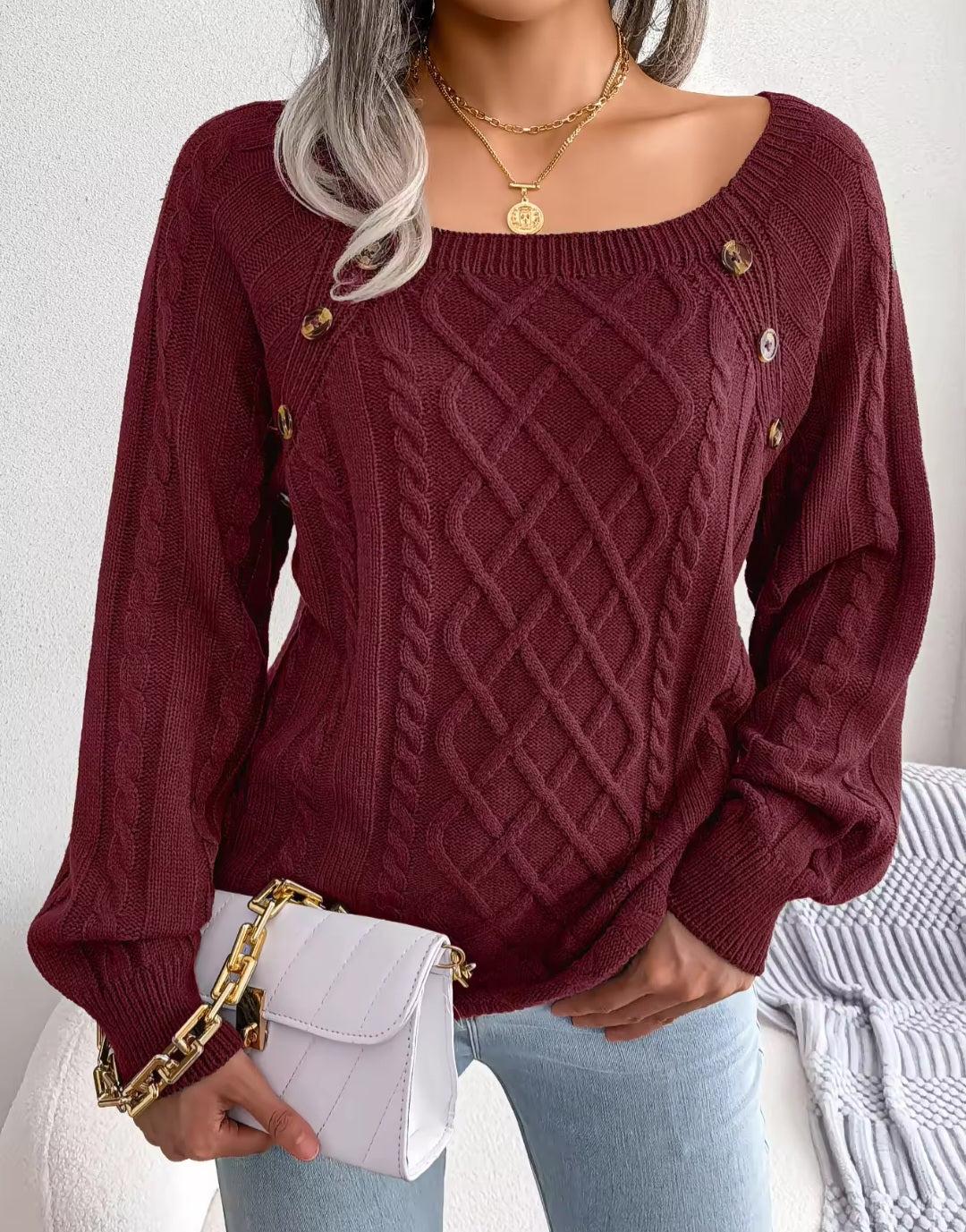 Women’s Casual Buttoned Sweater - Cozy Elegance - Luxepulse