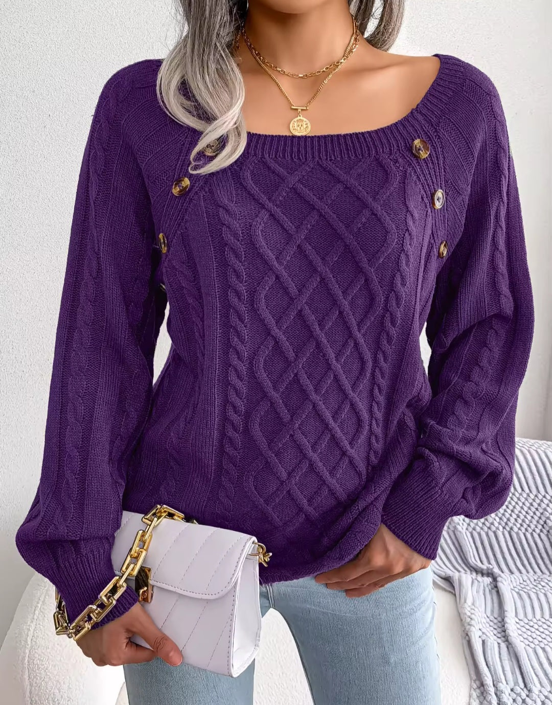 Women’s Casual Buttoned Sweater - Cozy Elegance - Luxepulse