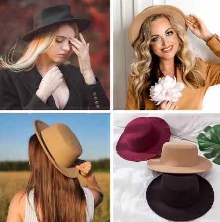 Elegant Wool Flat Top Fedora Hat - Luxepulse