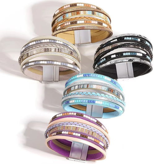 Multicolor Beaded Leather Wrap Bracelet- Elegance at Its Best - Luxepulse