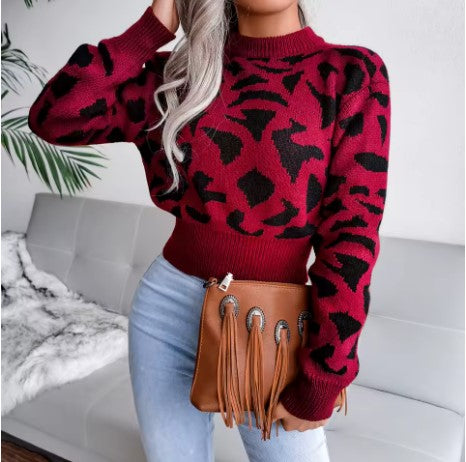 Trendy & Casual Winter Leopard Pattern Sweater - Luxepulse