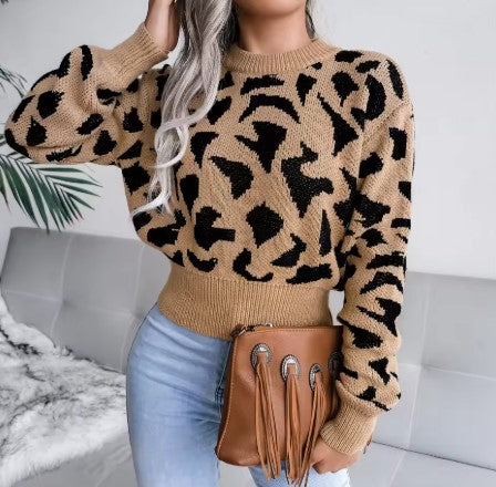 Trendy & Casual Winter Leopard Pattern Sweater - Luxepulse