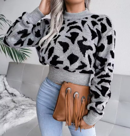 Trendy & Casual Winter Leopard Pattern Sweater - Luxepulse