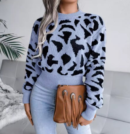 Trendy & Casual Winter Leopard Pattern Sweater - Luxepulse