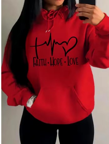 Faith, Hope, Love Graphic Women’s Hoodie – Street Casual Loose Sweatshirt - Luxepulse