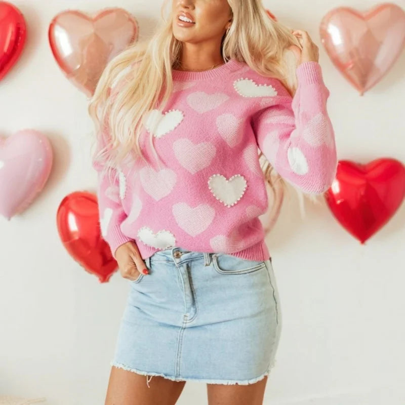 Mommy & Me Matching Heart Sweater – Valentine's Day Knit Tops - Luxepulse