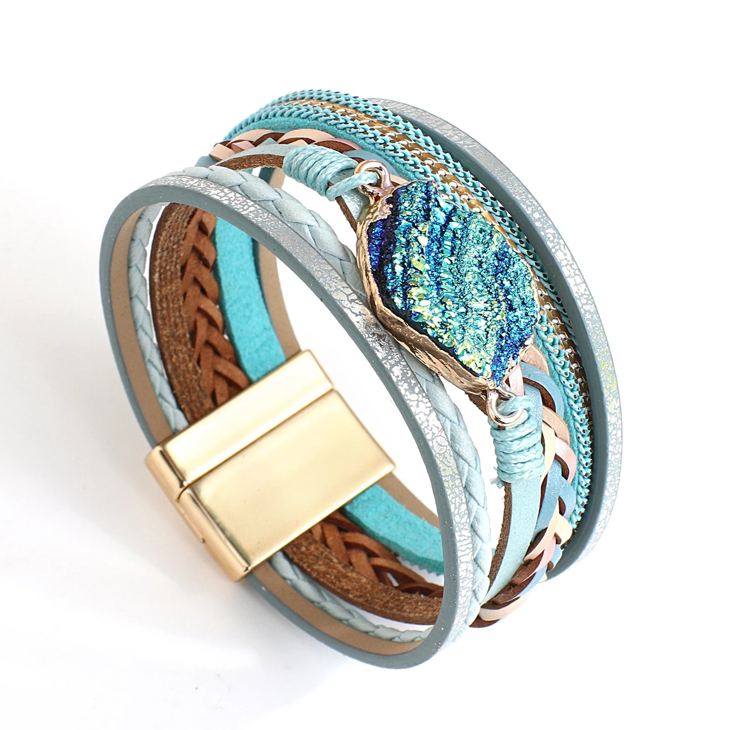 Lovely Layered Magnetic Wrap Bracelet – Multilayer Braided Charm - Luxepulse