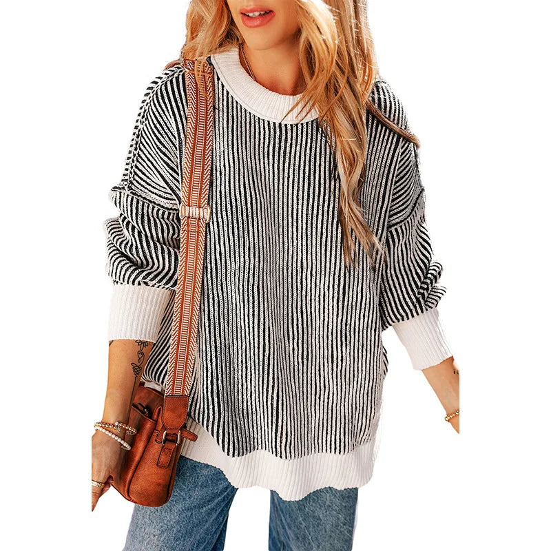 Casual & Comfy  Knit Striped Pullover