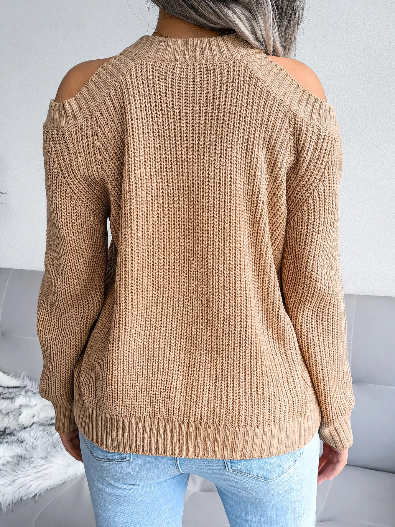 Off-Shoulder Sweater – Casual Knitted Pullover - Luxepulse