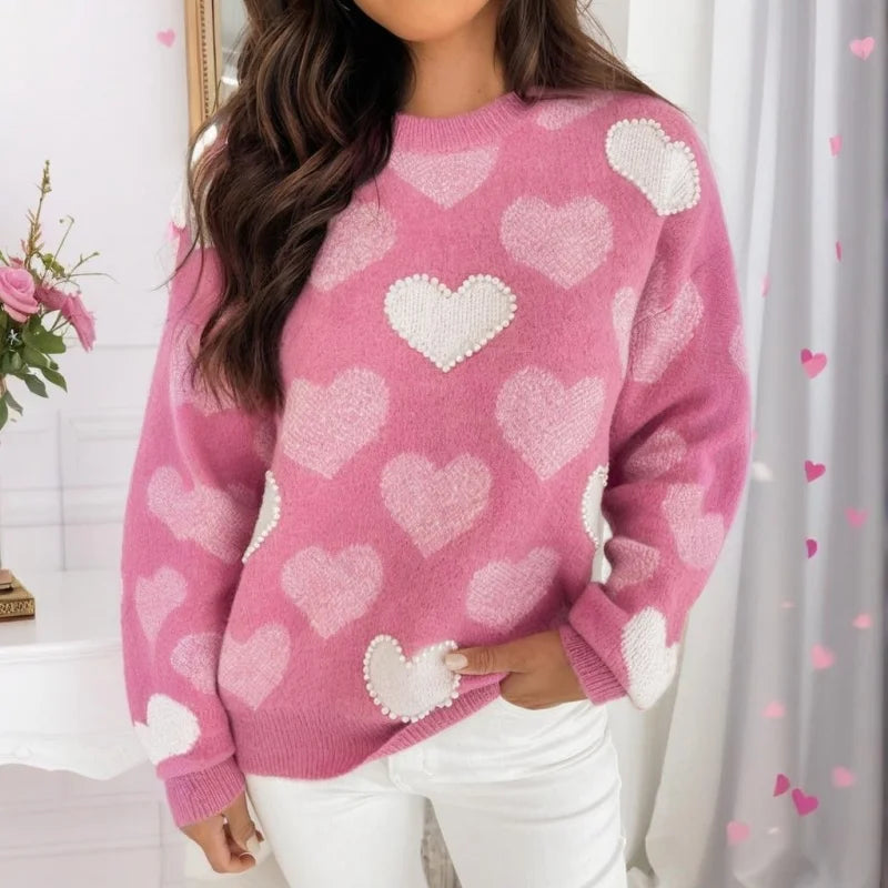 Mommy & Me Matching Heart Sweater – Valentine's Day Knit Tops - Luxepulse